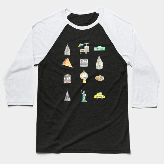 New York City Icons Baseball T-Shirt by buhloop.icons